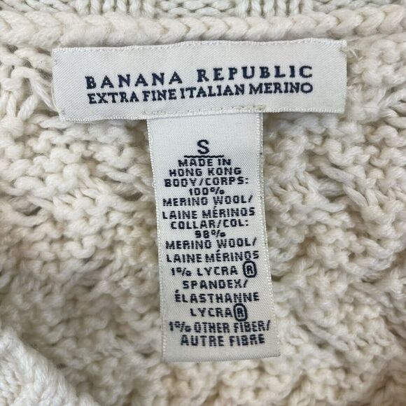 Banana Republic 100% Extra Fine Merino Wool Cream Cropped Sweater Sz S Y2K 2004 - Picture 3 of 9